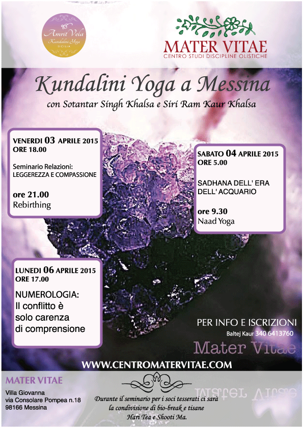 Yoga Kundalini Seminari presso Mater Vitae